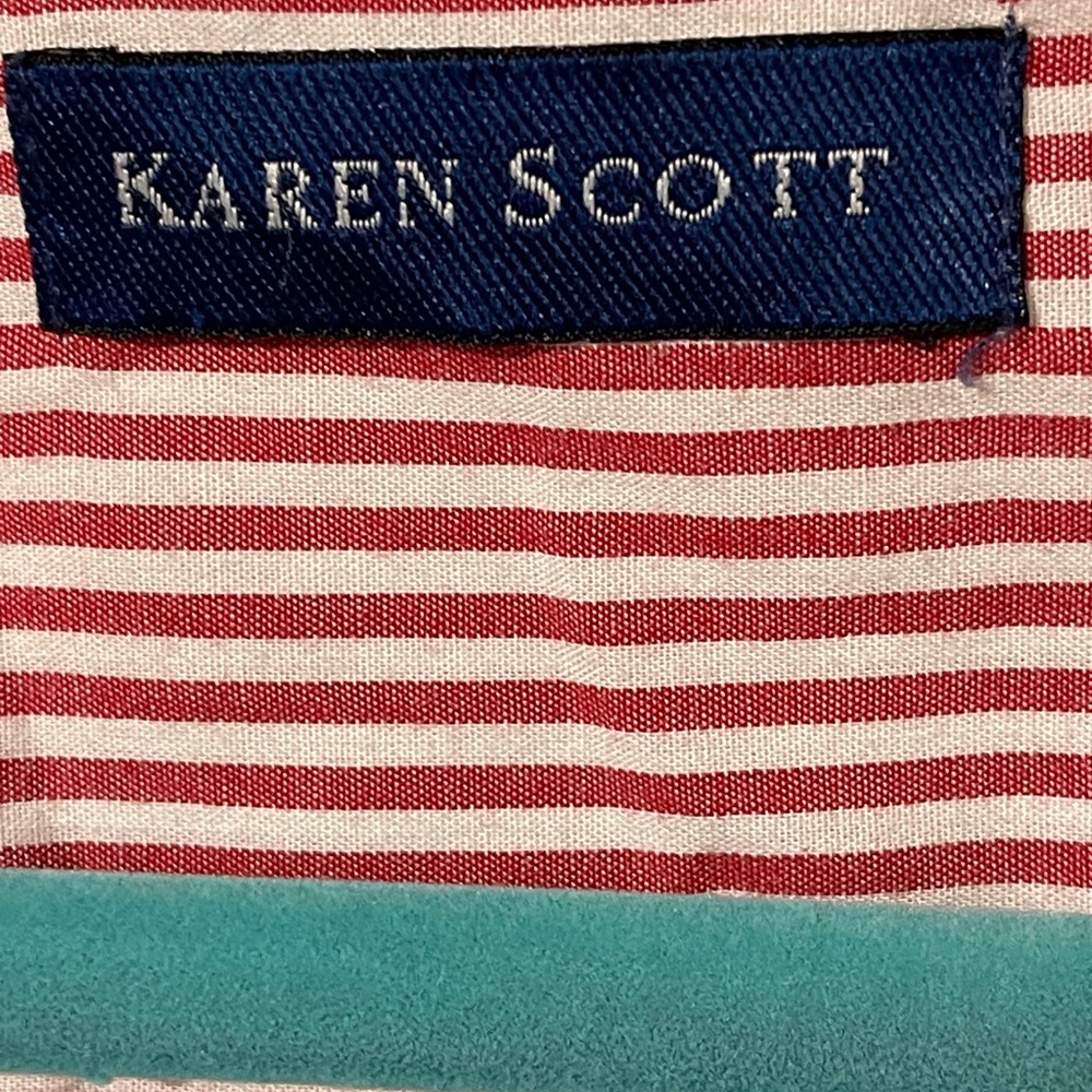 Karen Scott Red White Stars Patriotic Short Sleeve Button Up Shirt Rodeo Medium - Picture 5 of 7